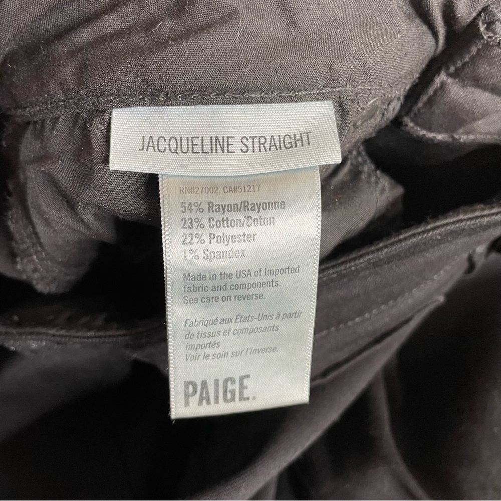 PAIGE Women's Black Jacqueline Straight Leg Jeans with a Raw Hem - Picture 5 of 8